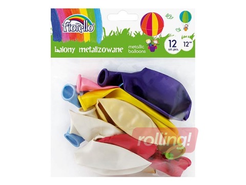 Воздушные шары, металлик, 12 шт.