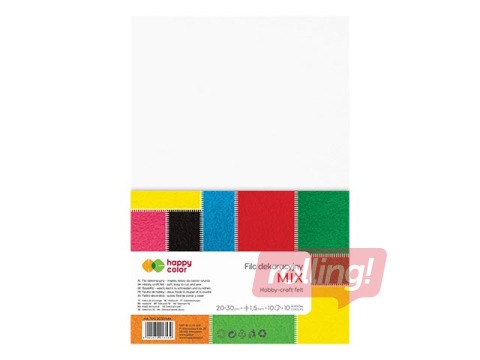 Craft felt Happy Color, 20x30cm, 150g/m², different colours, 10 sheets