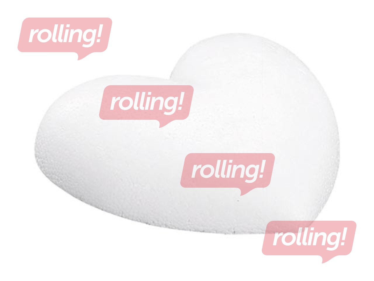 Polystyrene half-heart, 9cm