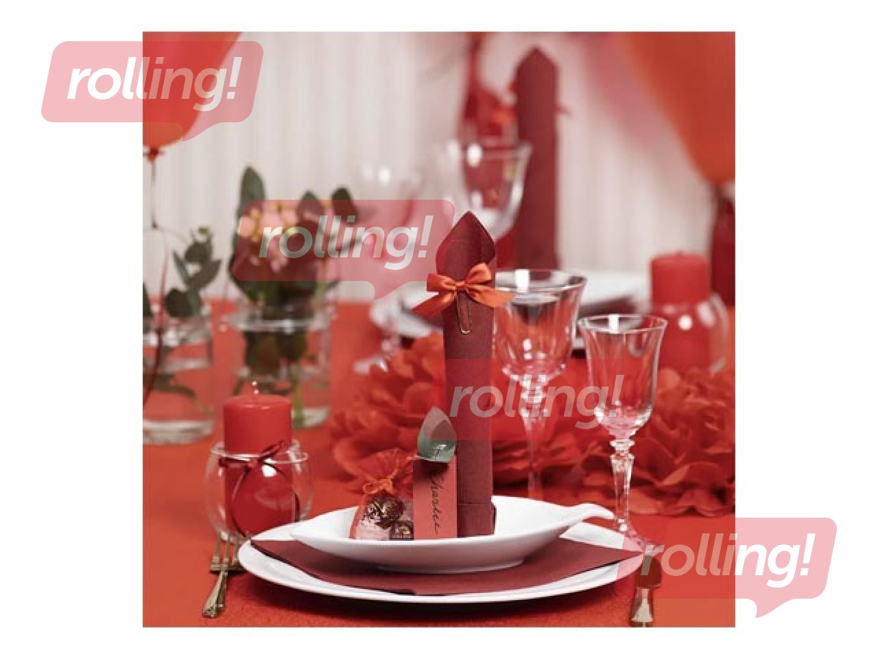 Tissue pompons, red, 3 pcs.