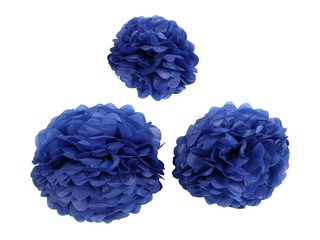 Tissue pompons, dark blue, 3 pcs.