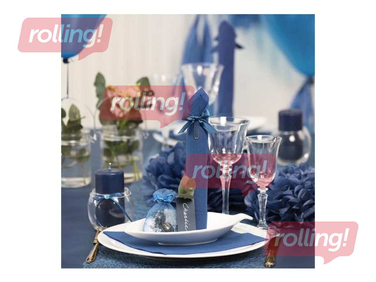Tissue pompons, dark blue, 3 pcs.