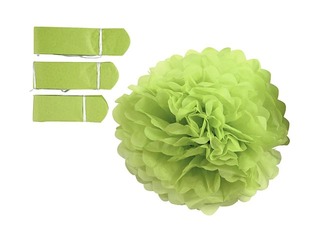 Tissue pompons, lime green, 3 pcs.