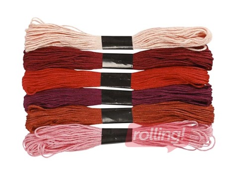 Tikkimisniit, punane harmoonia, 6 tk.