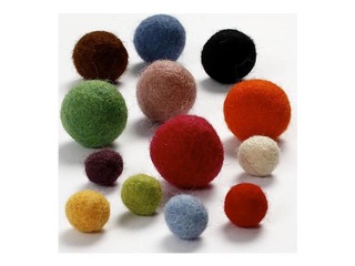 Felt balls, 10-20 mm, 52 pcs., assorted colours