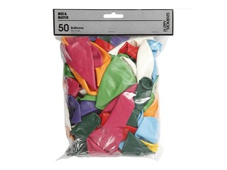 Balloons, assorted colours, 50 pcs.