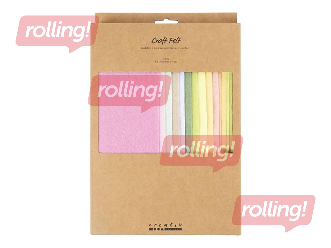 Filcs Creativ Company, dažādas pasteļkrāsās, 10 loksnes, 21x29.7cm