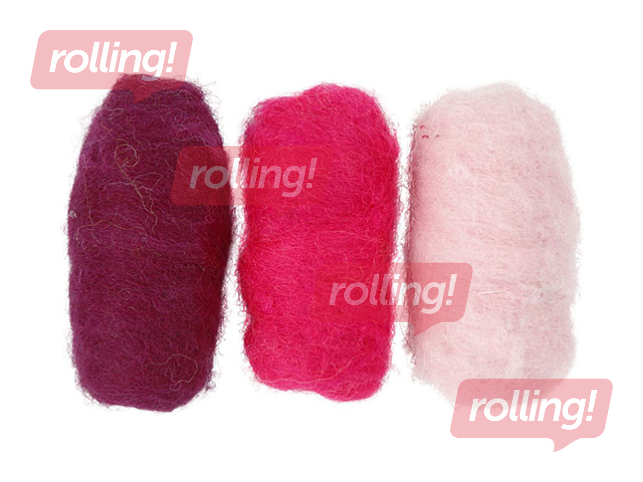 Wool for felting, shades of pink, 3×10g