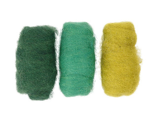 Carded wool, green shades, 3x10g