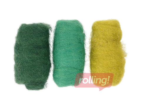 Viltimiseks mõeldud vill, rohelised toonid, 3×10g