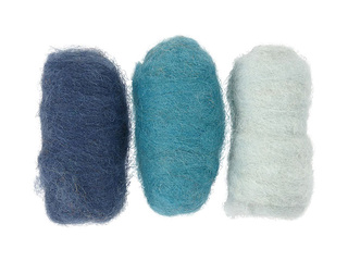 Carded wool, blue shades, 3x10g