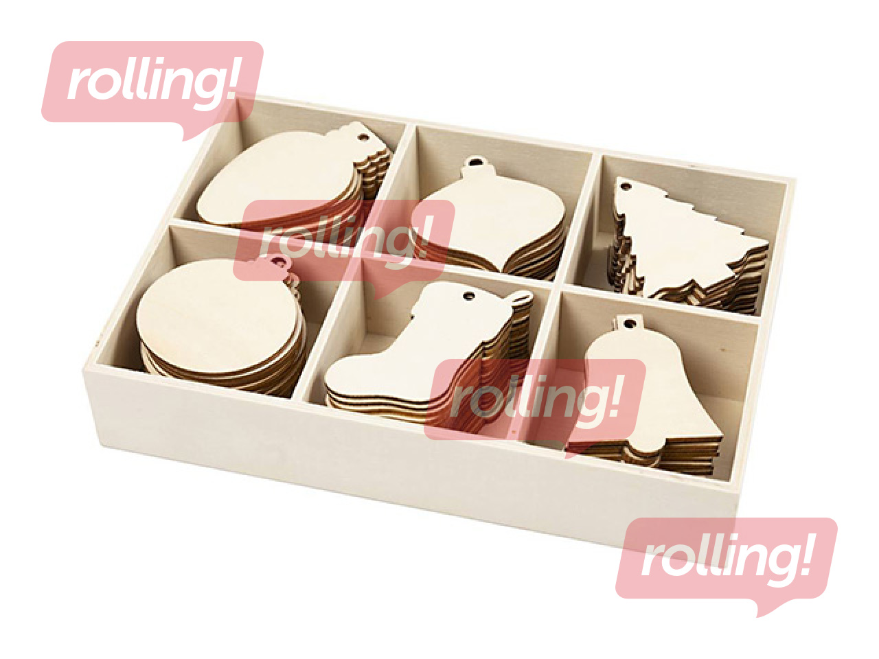 SALE Jõulukuuse kaunistused, puidust, 90 tk.