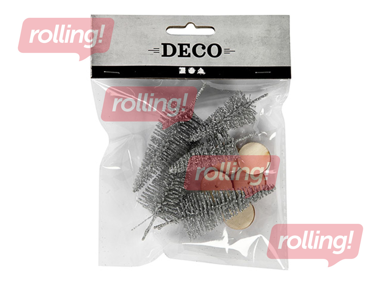 Christmas tree decorations, silver, 5 pcs.