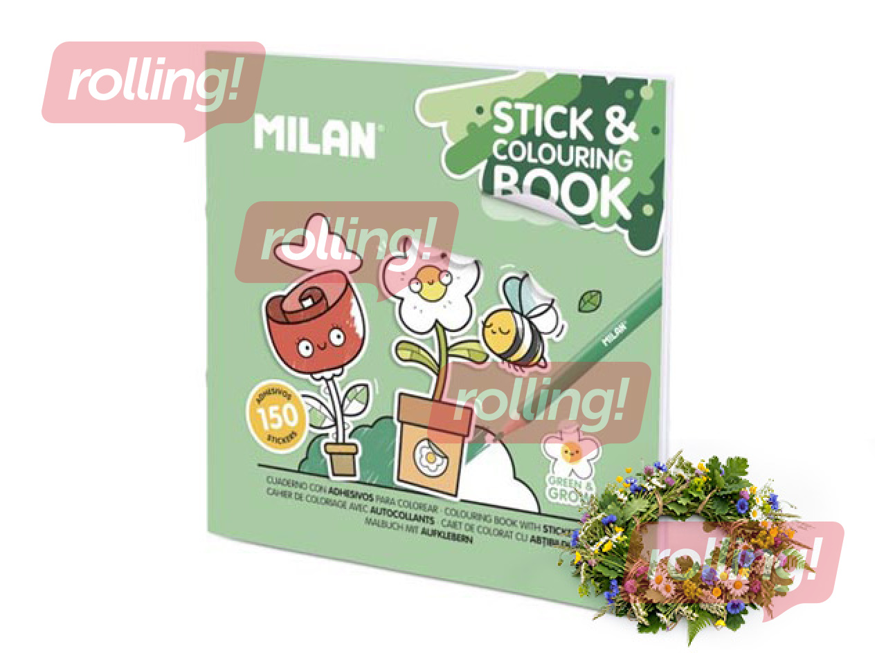 Värviraamat kleepsudega Milan, Green & Grow +Jaanipäeva kingitus!