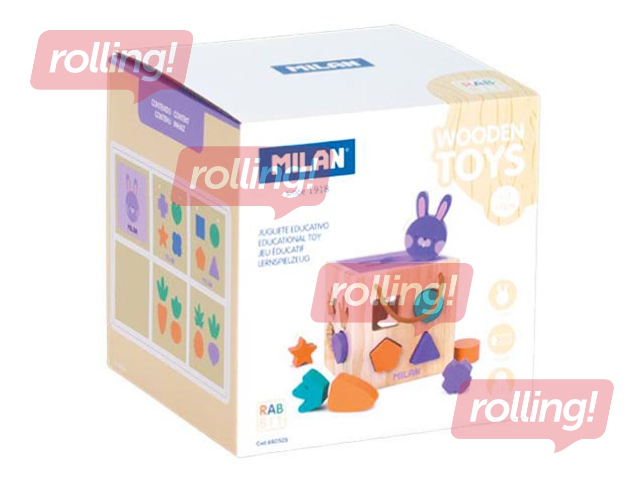 Milani puidust arendav mänguasi Jänese kuubik