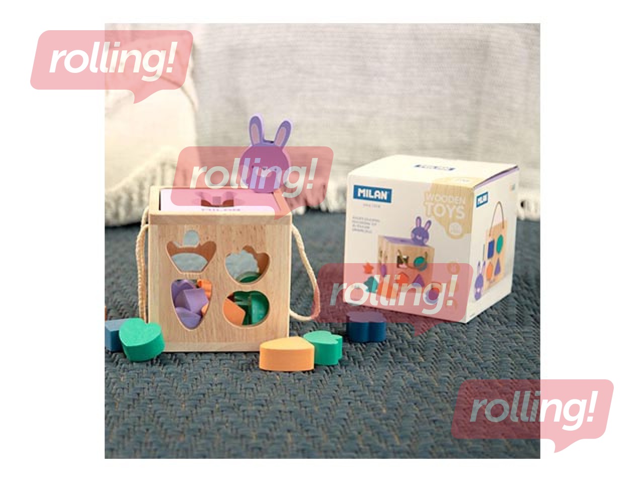 Milani puidust arendav mänguasi Jänese kuubik
