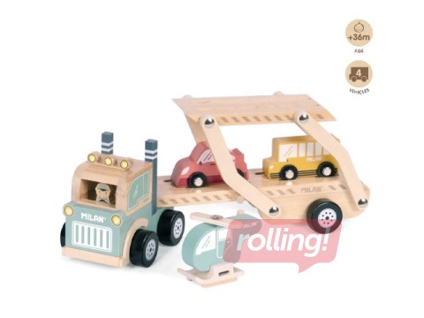 Arendav puidust mänguasi Milan, Wheels on the road