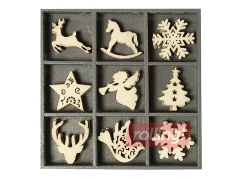 Wooden decorations Christmas 2, 45 pcs.