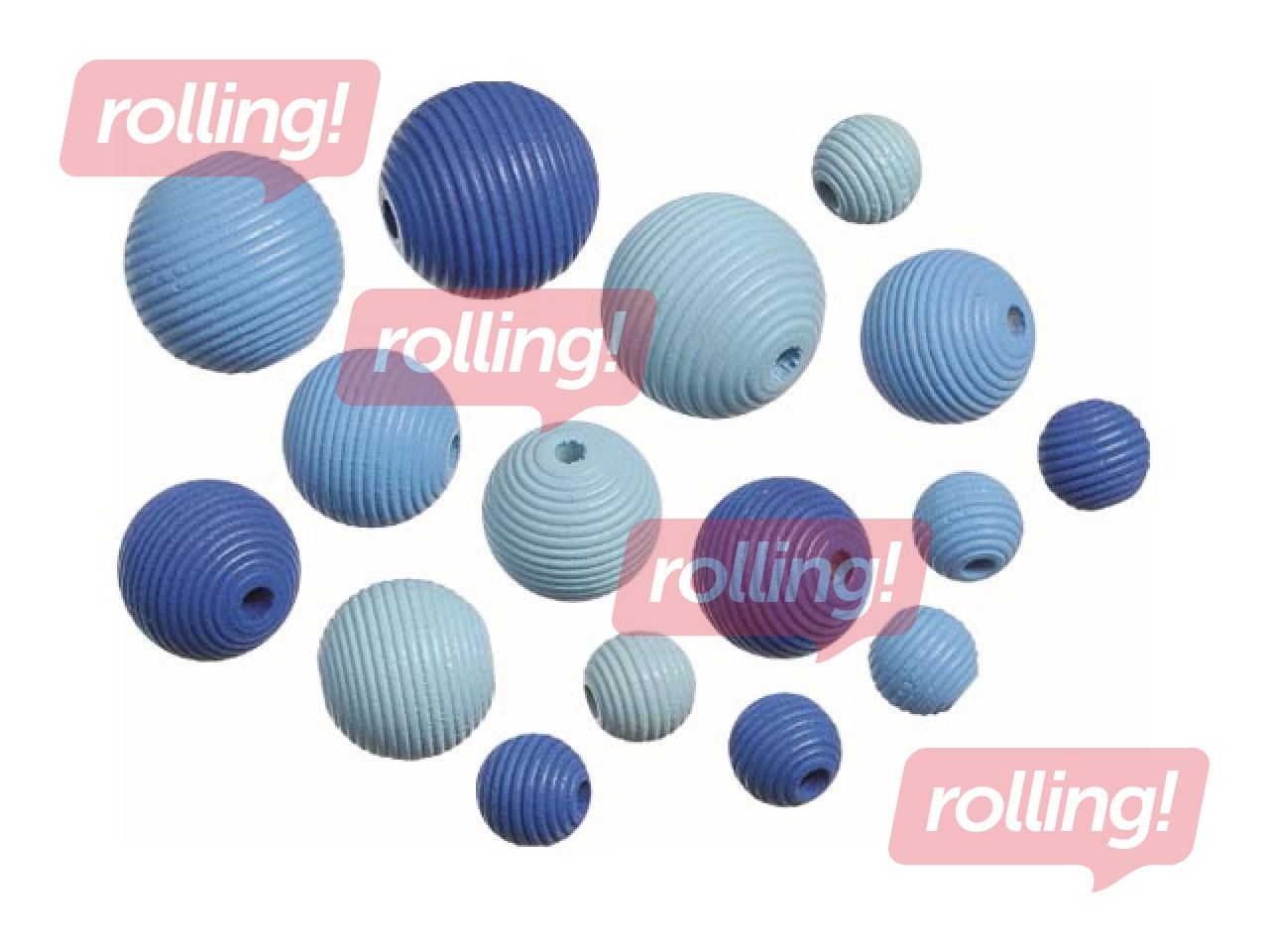 Wooden beads, 20 pcs., blue, different sizes