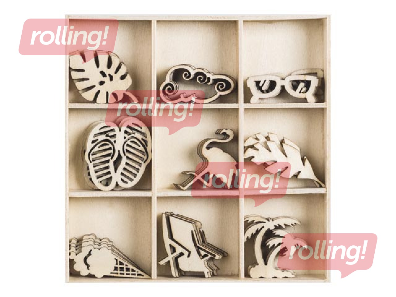 Wooden decorations Beach, 45 pcs.