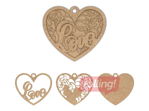 SALE MDF toorikud kaunistamiseks, südamed, 3 tk.
