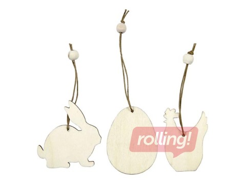 Wooden Easter ornaments, 9 pcs.