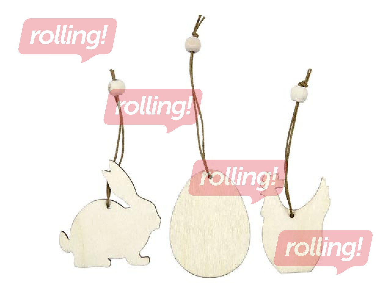 Wooden Easter ornaments, 9 pcs.