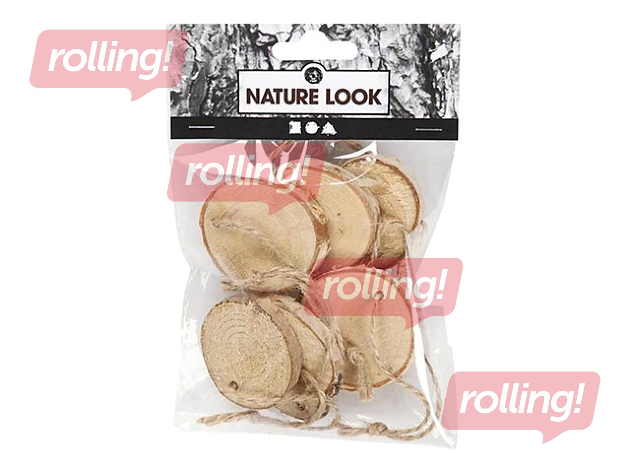 Koka ripas ar caurumu un  auklu, 7 gab.