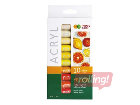Акриловые краски Happy Color 10цв.х12ml (в тюбиках), желтые тона