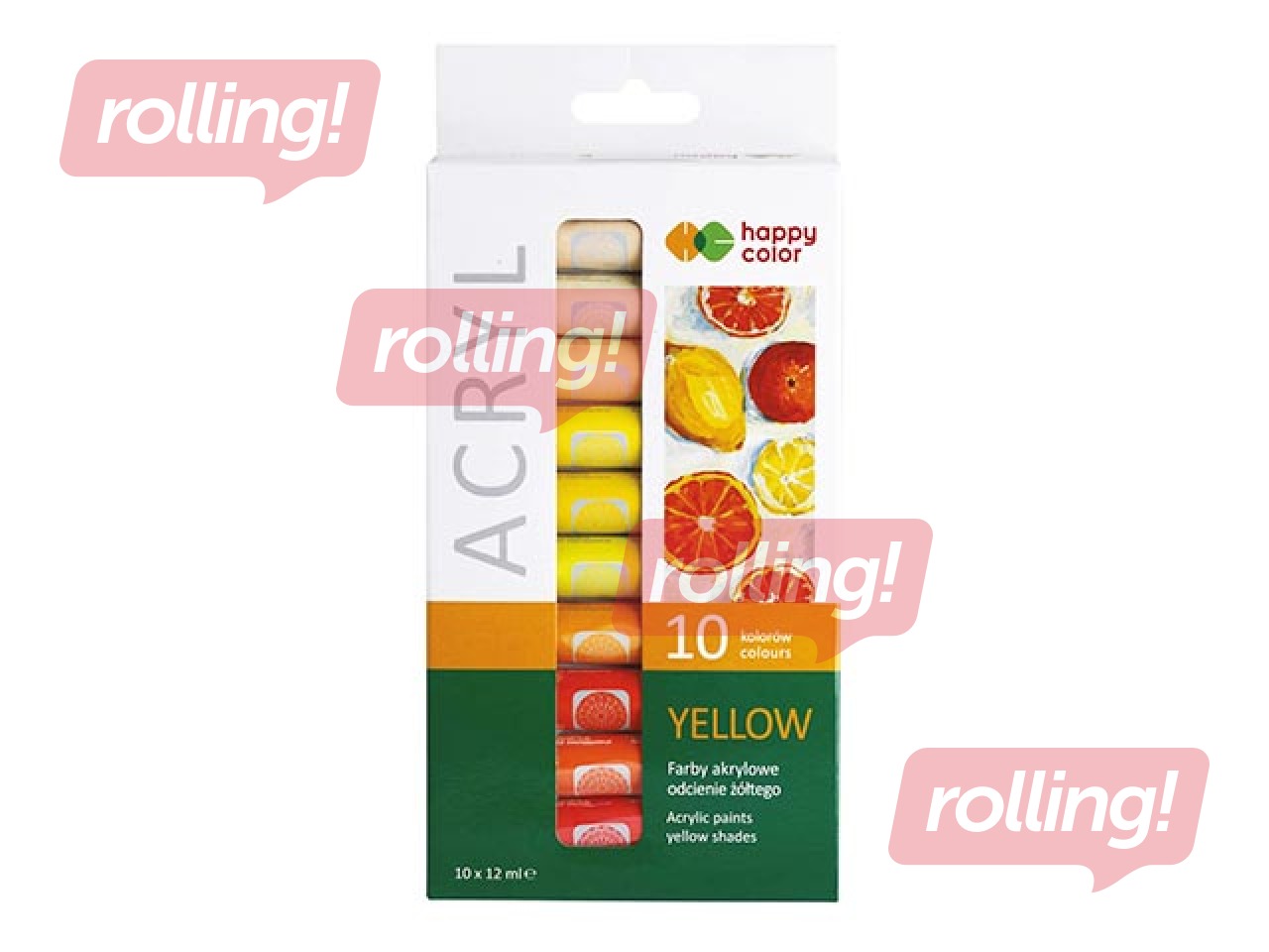 Акриловые краски Happy Color 10цв.х12ml (в тюбиках), желтые тона