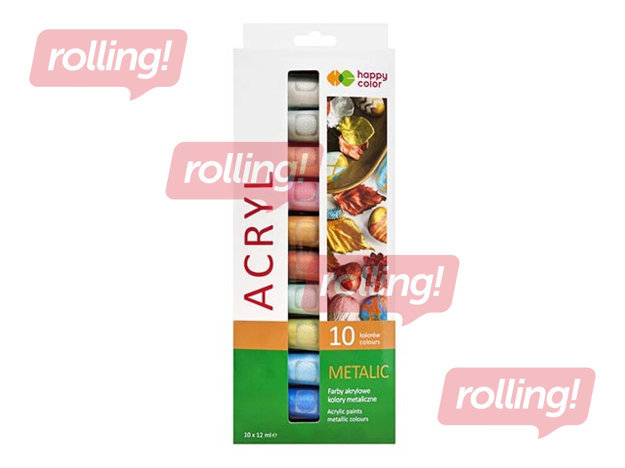 Акриловые краски Happy Color 10цв.х12ml (в тюбиках), металлические тона