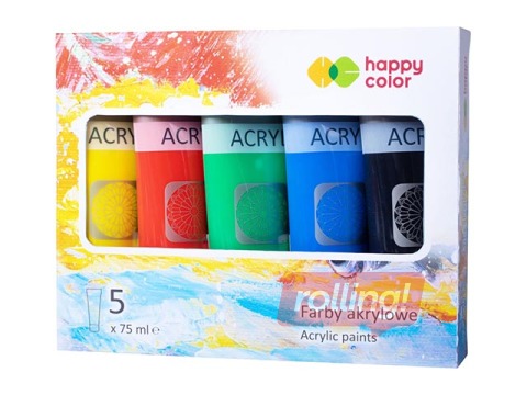 Acrylic paints Happy Color MIX A, 5col.х75ml (tubes/box)