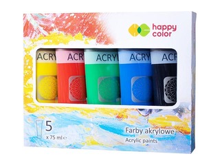 Акриловые краски Happy Color MIX A, 5цв.х75мл (в тюбиках)