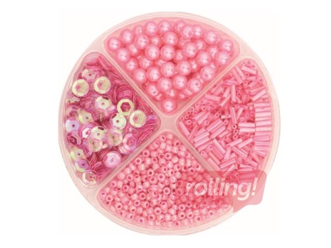 Набор бисера и пайеток 30г, розовый