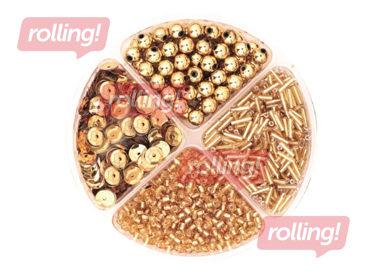 Набор бисера и пайеток 30г, золото