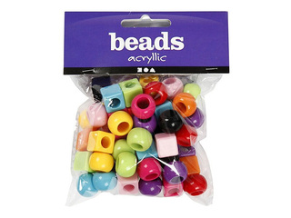 Plastic bead assortment, various colors, 1700ml