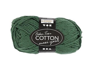 Хлопковая пряжа, темно-зеленая, 50г