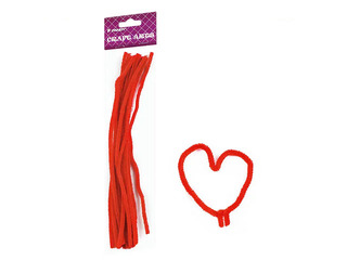 Chenille stems, 0.6 x 30cm, 15pcs., red