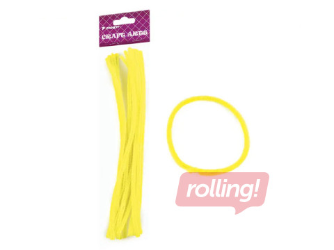 Chenille stems, 0.6 x 30cm, 15pcs., yellow