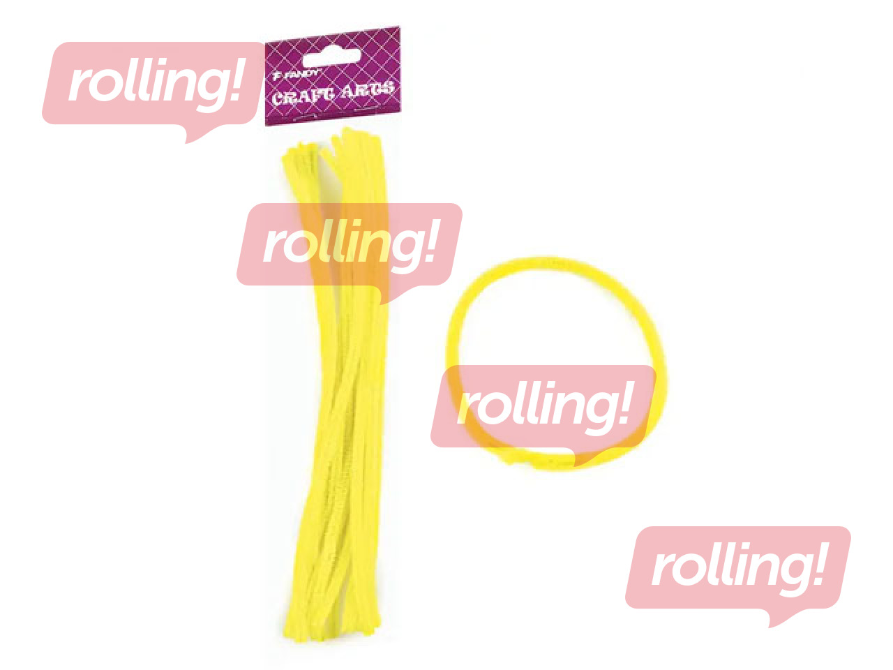 Šenila kociņi (pūkaina stieple), 0.6 x 30cm, 15gab., dzelteni
