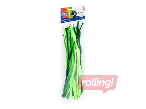 Šenila kociņi (pūkaina stieple), 0.6 x 30cm, 20gab., zaļie toņi