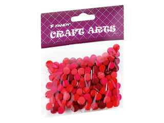 Pompons, 10-45mm, 120pcs., red 