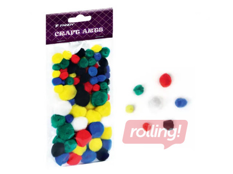 Pompons, 10-45mm, 78pcs.,mix