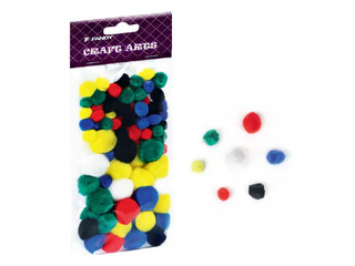 Pompons, 10-45mm, 78pcs.,mix