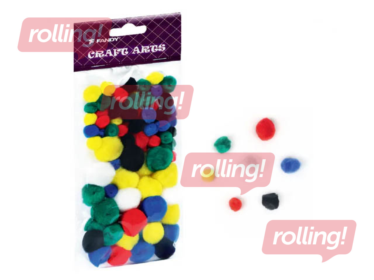 Pompons, 10-45mm, 78pcs.,mix