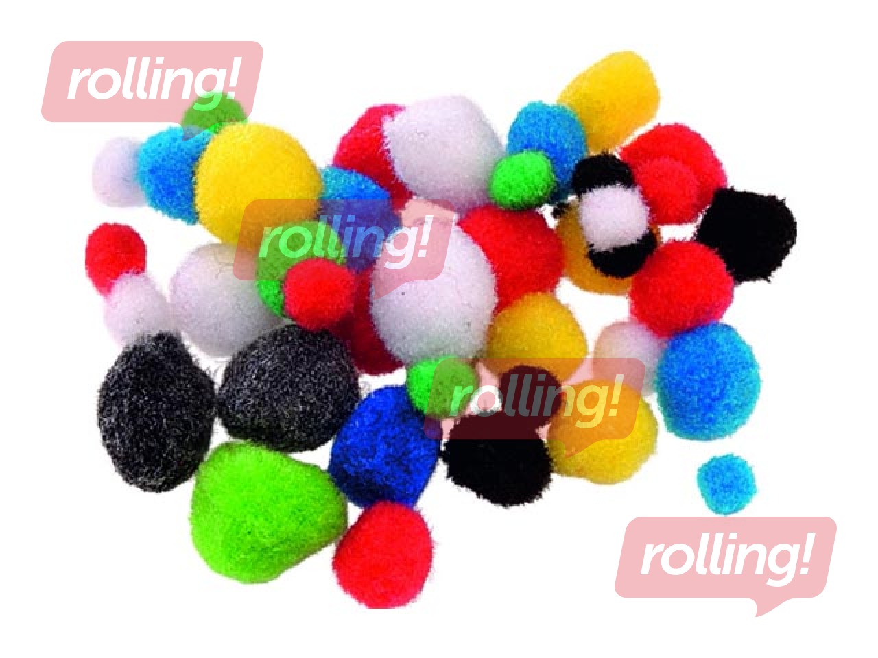 Pompon, 8-20 mm, 100 pcs., asorti glitter