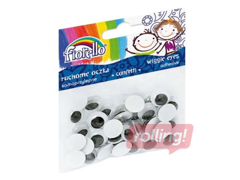 Moving eyes, Fiorello, 15 mm, 40 pcs, self-adhesive