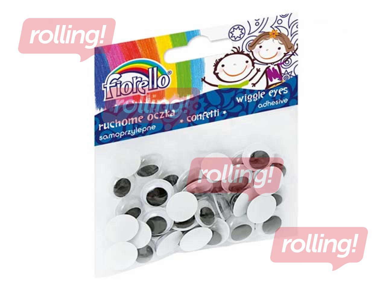 Подвижные глазки, Fiorello, 15 мм, 40 шт, самоклеящаяся