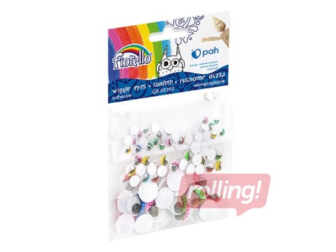 Kustīgās actiņas Fiorello ar skropstām, dažādi izmēri, pašlīmējošas, krāsainas