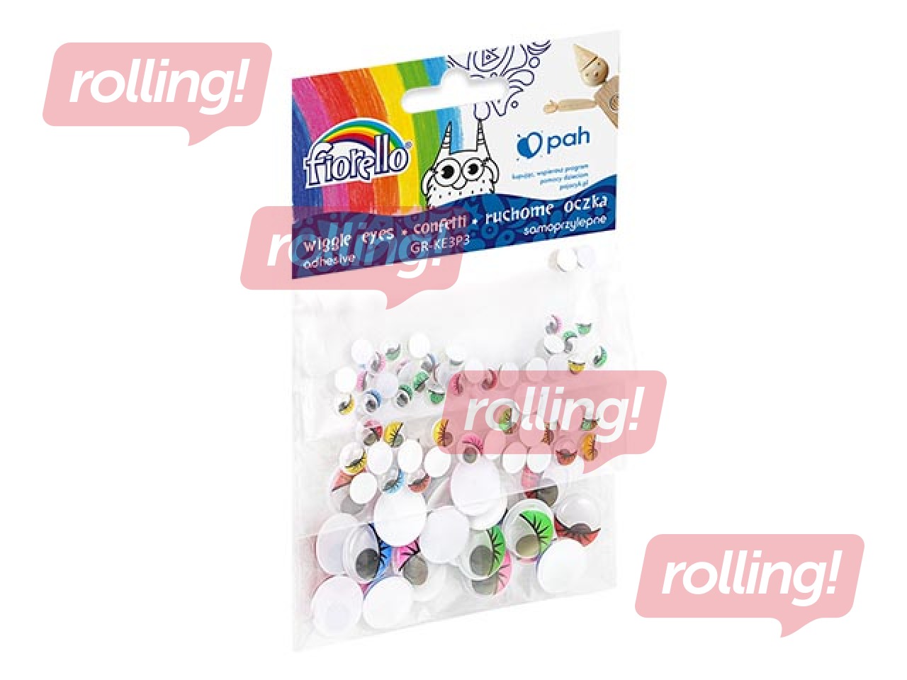 Kustīgās actiņas Fiorello ar skropstām, dažādi izmēri, pašlīmējošas, krāsainas